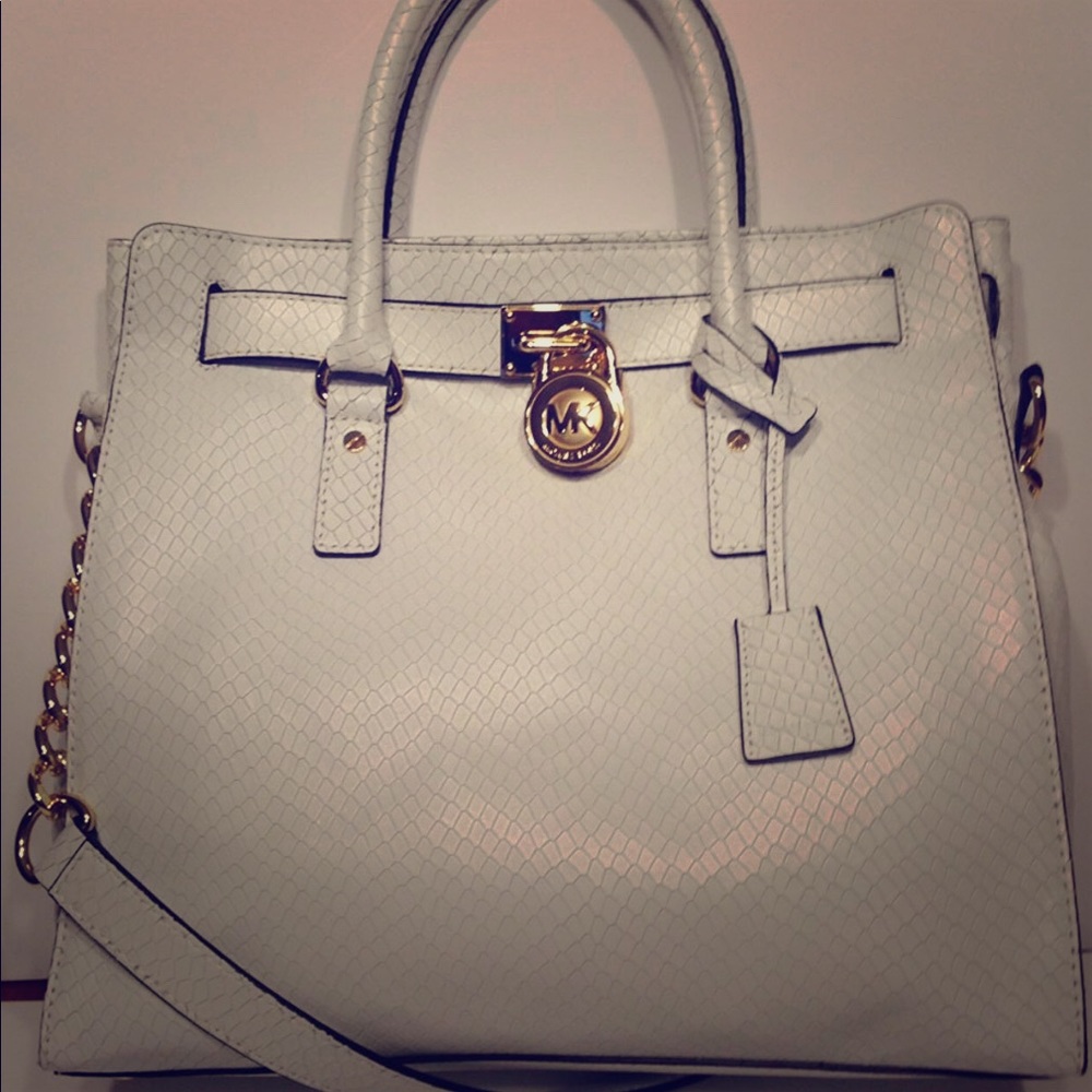 Michael Kors Hamilton Tote in Optic Python Leather